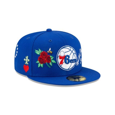 Blue Philadelphia 76ers Hat - New Era NBA Icon 59FIFTY Fitted Caps USA3290716